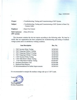 MV Testing and Commissioning Report | PDF
