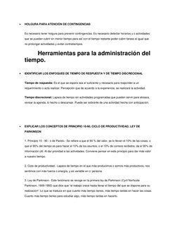  
HOLGURA PARA ATENCIÓN DE CONTINGENCIAS 
Es necesario tener holgura para prevenir contingencias. Es necesario detectar hora