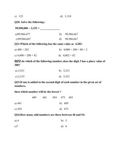 Class 3 Math Olympiad Practice Questions | PDF | Numbers | Teaching ...