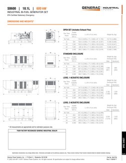 SB600   |   18.1L   |   600 kW 
INDUSTRIAL BI-FUEL GENERATOR SET
EPA Certified Stationary Emergency
SPEC SHEET
6 of 6