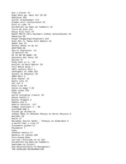 Gun x Clover 37
Kumo Desu ga- Nani ka? 29.20
Noblesse 202
Silver Gravekeeper 173
dragon evil reincarnaion 15
Dice el cubo 74