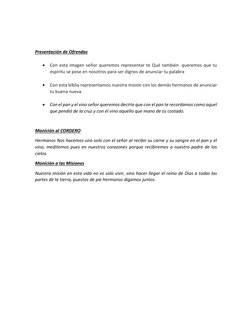 Presentación de Ofrendas  
 
 Con esta imagen señor queremos representar te Qué también  queremos que tu 
espíritu se