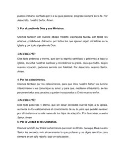 pueblo cristiano, confiado por ti a su guía pastoral, progrese siempre en la fe. Por 
Jesucristo, nuestro Señor. Amen. 
 
3.