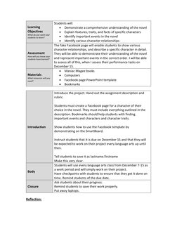 Learning 
Objectives 
What do you want your 
students to learn? 
Students will: 
 Demonstrate a comprehensive understanding