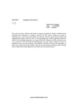 CSE-310 F 
       Computer Network Lab 
L  T  P 
-  -   3
Class Work : 25 Marks 
Exam  
  : 25 MARKS 
Total  : 50 Marks
This