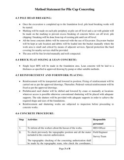 Pile Cap Concreting Method Statement | PDF | Concrete | Deep Foundation