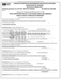 La validez de este documento podrá verificarse en la página www.snrbotondepago.gov.co/certificado/
Certificado generado con e