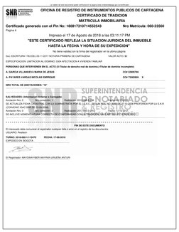 La validez de este documento podrá verificarse en la página www.snrbotondepago.gov.co/certificado/
Certificado generado con e
