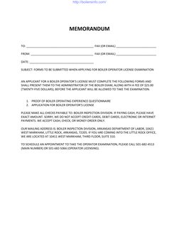 MEMORANDUM 
 
 
 
TO: __________________________________________ FAX (OR EMAIL) _________________________ 
 
FROM: ________