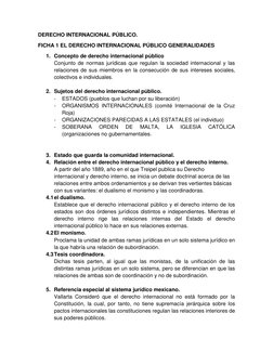 DERECHO INTERNACIONAL PÚBLICO. 
FICHA 1 EL DERECHO INTERNACIONAL PÚBLICO GENERALIDADES 
1. Concepto de derecho internacional