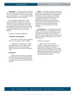 Human Interest
Feature Writing
The Defense Information School, Fort George G. Meade, Maryland
7
Home  |  Definition & Purpose