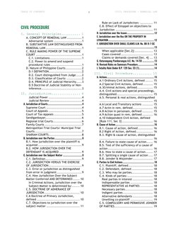 TABLE OF CONTENTS 
 
CIVIL PROCEDURE - REMEDIAL LAW 
LA SALLIAN COMMISION ON BAR OPERATIONS 
i 
CIVIL PROCEDURE 
I. General P
