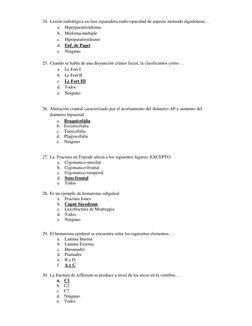 24. Lesión radiológica en fase reparadora radio-opacidad de aspecto moteado algodonoso… 
a. Hiperparatiroidismo 
b. Mieloma m