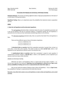 Agua, Dorothy Enid M.                                        Basic Statistics 
 
 
          February 28, 2018  
MWF 3:00-4:0