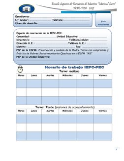 3 
 
Escuela Superior de Formación de Maestros “Mariscal Sucre” 
IEPC-PEC    2017 
 
 
 
 
 
 
 
 
 
 
 
Turno: mañ