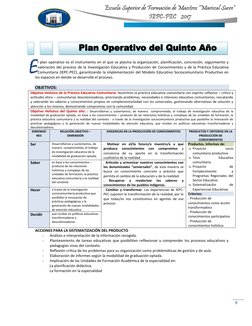 9 
 
Escuela Superior de Formación de Maestros “Mariscal Sucre” 
IEPC-PEC    2017 
 
 
 
 
 
 
l plan operativo es