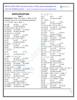 2
SIMPLIFICATION
Day 1
Directions: What will come in place of the
question mark (?) in the following questions?
1. 7
2