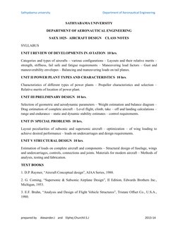 Sathyabama university                                                                         Department of Aeronautical Engi