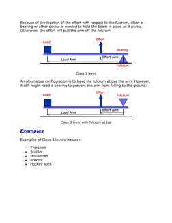 Because of the location of the effort with respect to the fulcrum, often a 
bearing or other device is needed to hold the bea