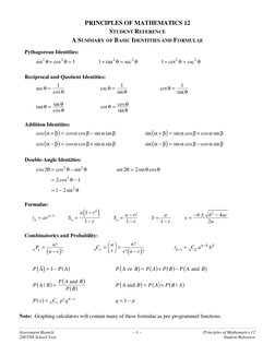 Assessment Branch 
– 1 – 
Principles of Mathematics 12  
2007/08 School Year 
 
Student Reference 
PRINCIPLES OF MATHEMATICS