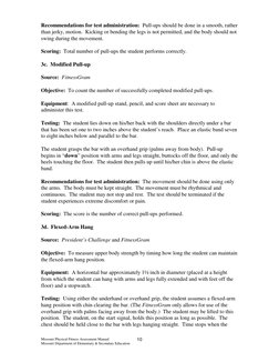 Missouri Physical Fitness Assessment Manual 
 
 
Missouri Department of Elementary & Secondary Education  
 
10
Recommendat