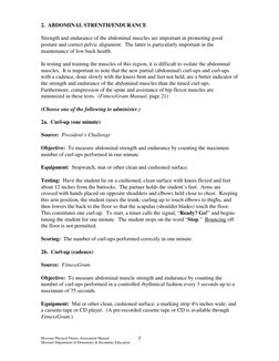 Missouri Physical Fitness Assessment Manual 
 
 
Missouri Department of Elementary & Secondary Education  
 7
2.  ABDOMINAL