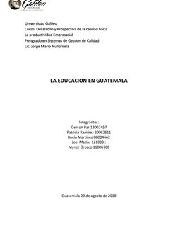 Universidad Galileo 
Curso: Desarrollo y Prospectiva de la calidad hacia 
La productividad Empresarial 
Postgrado en Sistemas