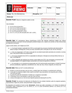 Welbert Eufrasio 
 
 
 
 
 
Instrutor:  
 
Data:  
 
 
Turma:  
 
Turno:  
 
Curso: Téc. Em Eletrotécnica 
 
Disciplina: CLP