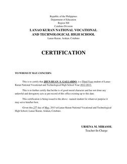 Student Certification Letters | PDF