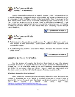 - 9 - 
What you will do  
Activity 1.1  I Can See You! 
 
 
 
Spread out a sheet of newspaper on the floor.  Cut ten 2 cm x 2