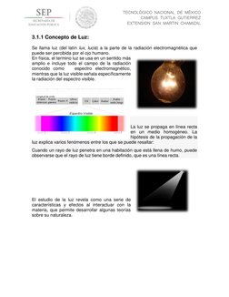 TECNOLÓGICO NACIONAL DE MÉXICO 
CAMPUS TUXTLA GUTIERREZ 
EXTENSION SAN MARTIN CHAMIZAL 
3.1.1 Concepto de Luz: 
 
Se llam