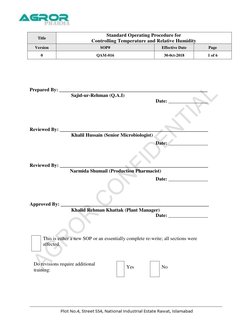 SOP for Temperature and Humidity Control | PDF | Quality Assurance ...