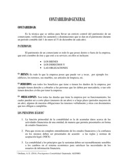 CONTABILIDAD GENERAL 
 
CONTABILIDAD: 
 
Es la técnica que se utiliza para llevar un estricto control del patrimonio