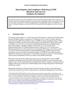Contains Nonbinding Recommendations 
 
1 
Data Integrity and Compliance With Drug CGMP 
Questions and Answers 
Guidance for I