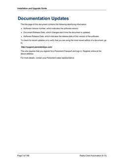 Documentation Updates
The title page of this document contains the following identifying information:
l Software Version numb