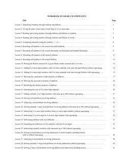 WORKBOOK ON GRADE 4 MATHEMATICS 
 
 
Title 
 
 
 
 
 
 
 
 
 
 
              Page 
 
Lesson 1: Identifying Numbers through m