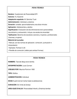 FICHA TÉCNICA  
 
Nombre: Cuestionario de Personalidad EPI 
Au