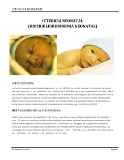 ICTERICIA NEONATAL 
 
Int. Yaneth Gutierrez  
Página 1 
 
 
 
ICTERICIA NEONATAL 
(HIPERBILIRRUBINEMIA NEONATAL) 
 
 
 
 
INT