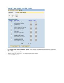 SAP Factory and Holiday Calendar Setup | PDF | Workweek And Weekend ...