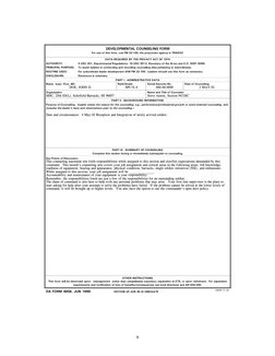 DEVELOPMENTAL COUNSELING FORM
For use of this form, see FM 22-100; the proponent agency is TRADOC
DATA REQUIRED BY THE PRIVAC