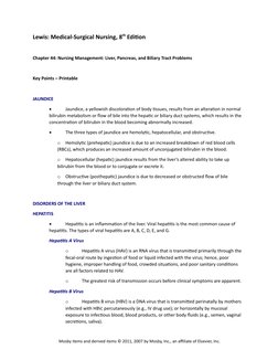 Lewis: Medical-Surgical Nursing, 8th Edition
Chapter 44: Nursing Management: Liver, Pancreas, and Biliary Tract Problems
Key