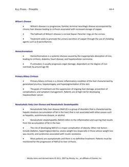 Key Points – Printable
Wilson’s Disease

Wilson’s disease is a progressive, familial, terminal neurologic disease accompanie