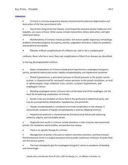 Key Points – Printable
CIRRHOSIS

Cirrhosis is a chronic progressive disease characterized by extensive degeneration and 
de