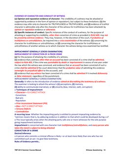 TBP 2013 Summer Course Manual 
 
Witness Questioning   10 
 
EVIDENCE OF CHARACTER AND CONDUCT OF WITNESS 
(a) Opinion and re