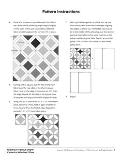 mybluprint.com   5
MIDNIGHT QUILT SHOW 
Cathedral Window Pillow
Copyright ©2018 Sympoz LLC d/b/a Bluprint. All Rights Reserve