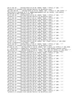 192.0.102.40 - - [30/Sep/2018:16:25:06 +0000] "HEAD / HTTP/1.1" 200 - "-" 
"jetmon/1.0 (Jetpack Site Uptime Monitor by WordPr