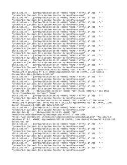192.0.102.40 - - [30/Sep/2018:19:18:27 +0000] "HEAD / HTTP/1.1" 200 - "-" 
"jetmon/1.0 (Jetpack Site Uptime Monitor by WordPr