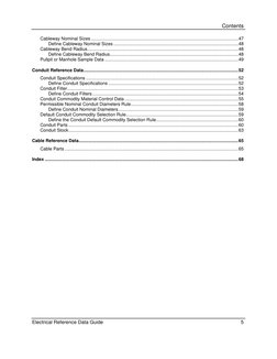 Contents 
 
 
Electrical Reference Data Guide 
5 
 
Cableway Nominal Sizes ................................................