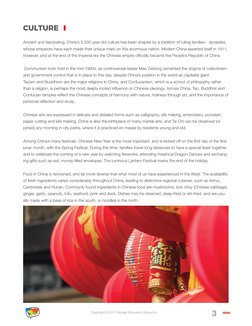 Copyright © 2017 Bridge Education Group Inc.
3
Culture
Ancient and fascinating, China’s 5,000 year-old culture has been shape