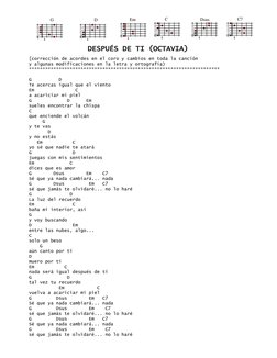 DESPUÉS DE TI (OCTAVIA) 
 
[corrección de acordes en el coro y cambios en toda la canción 
y algunas modific